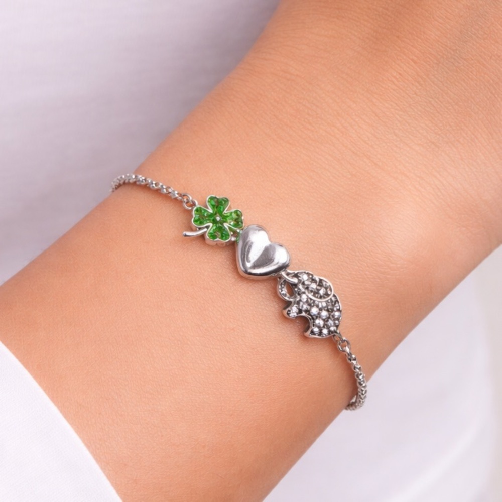 Crystal Kingdom Elephant Bolo Bracelet Silver Plated with Crystal Charms